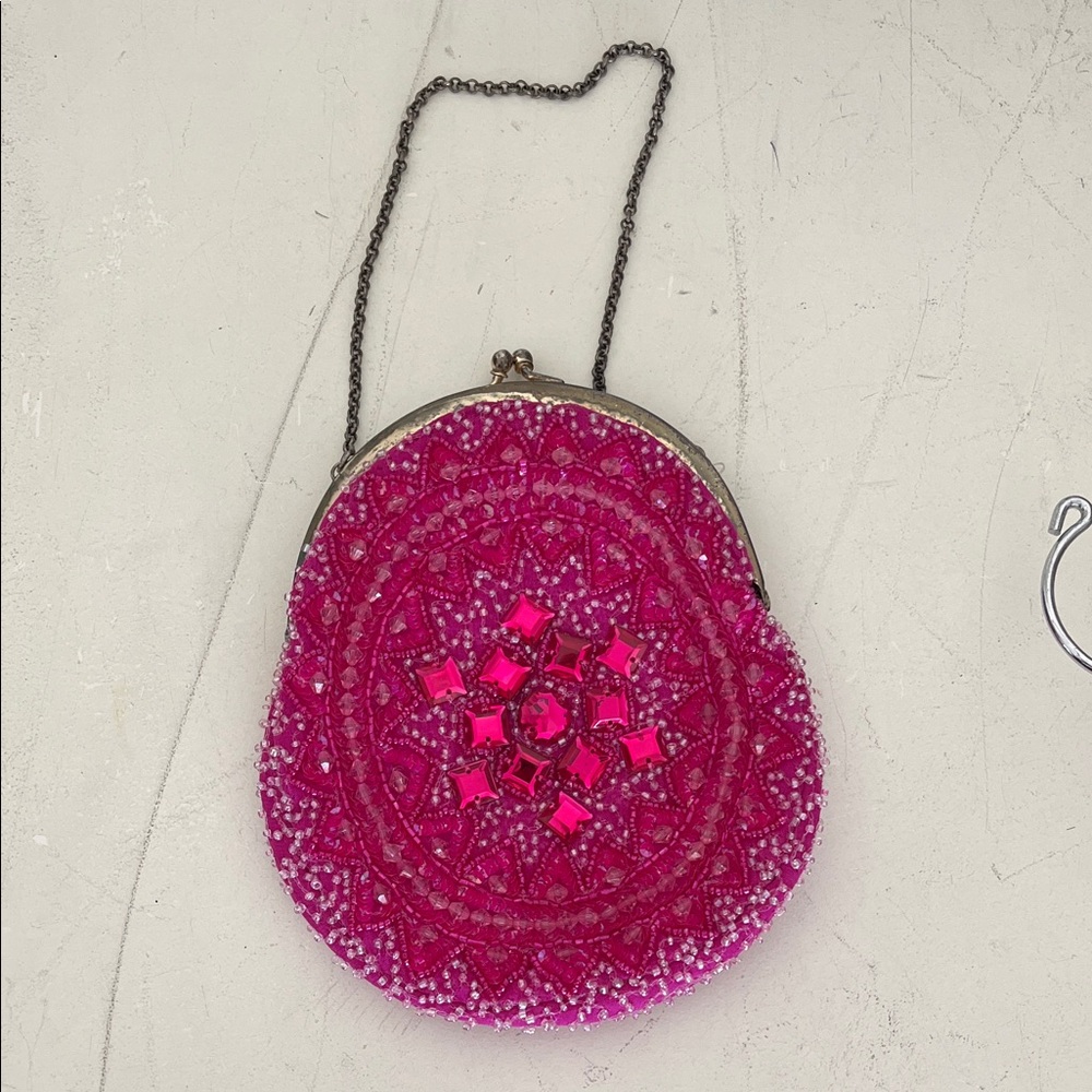 BCBGMaxAzaria Beaded Pink Evening Bag